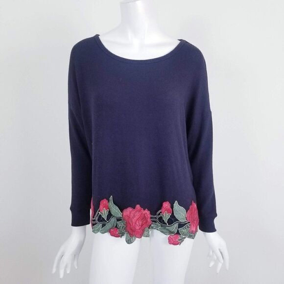 Altar'd State Tops - Altar'd State Rose Embroidered Crewneck Sweatshirt